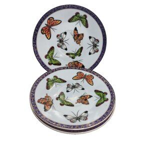 3 Classic Sausers Guild Rim Butterfly Blue Green  Orange New 5"